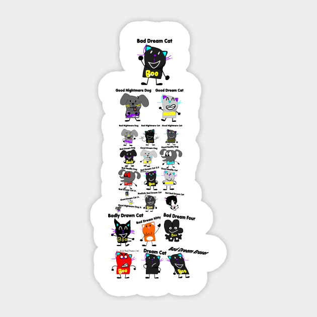 Types Of Bad Dream Cat Sticker by Baddy's Shop